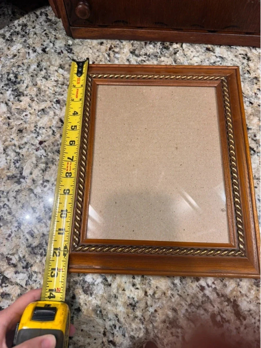 Wood frame with gold rope accent